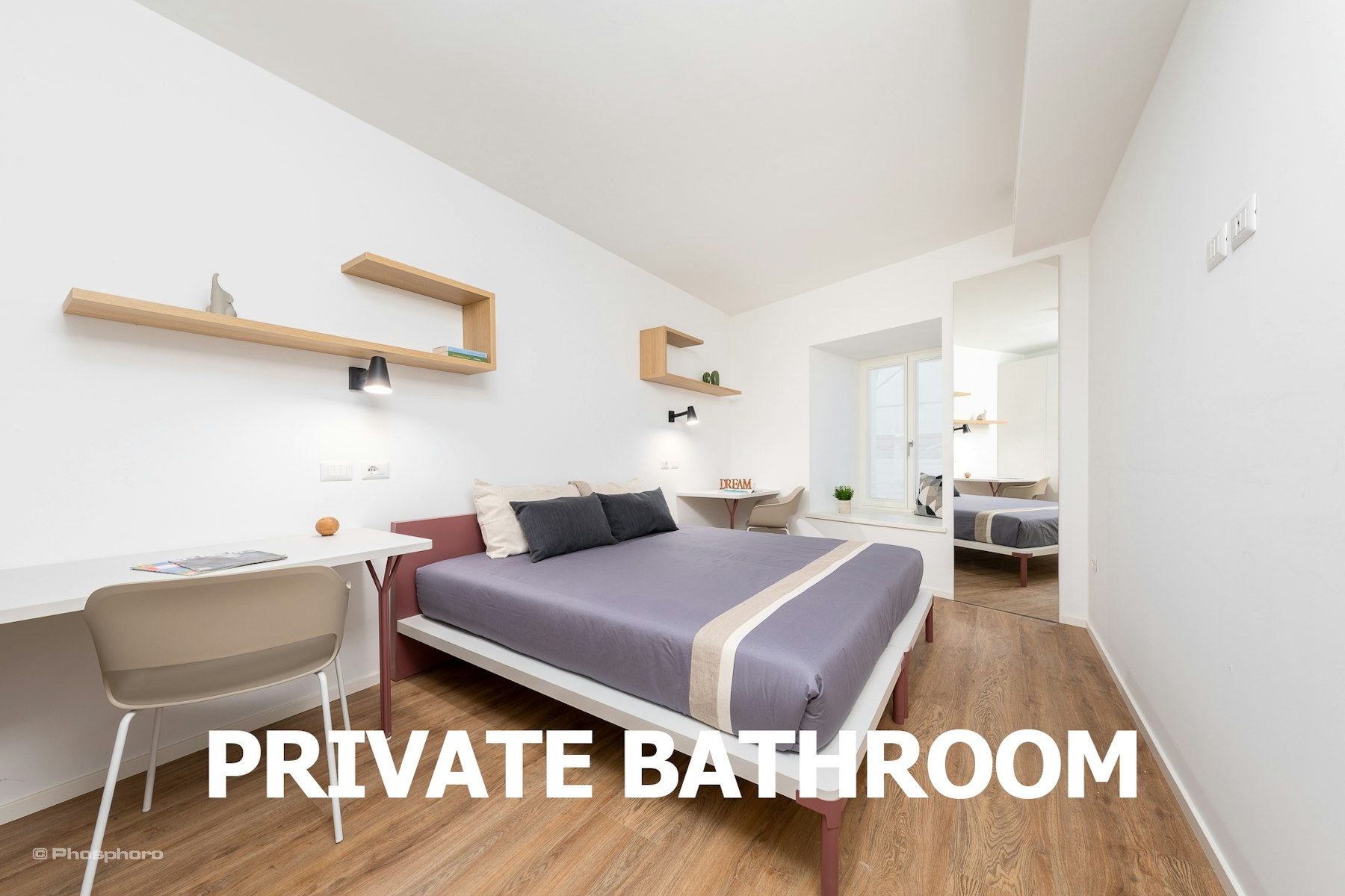 Bed in Double Room with Exclusive Bathroom and Air Conditioning