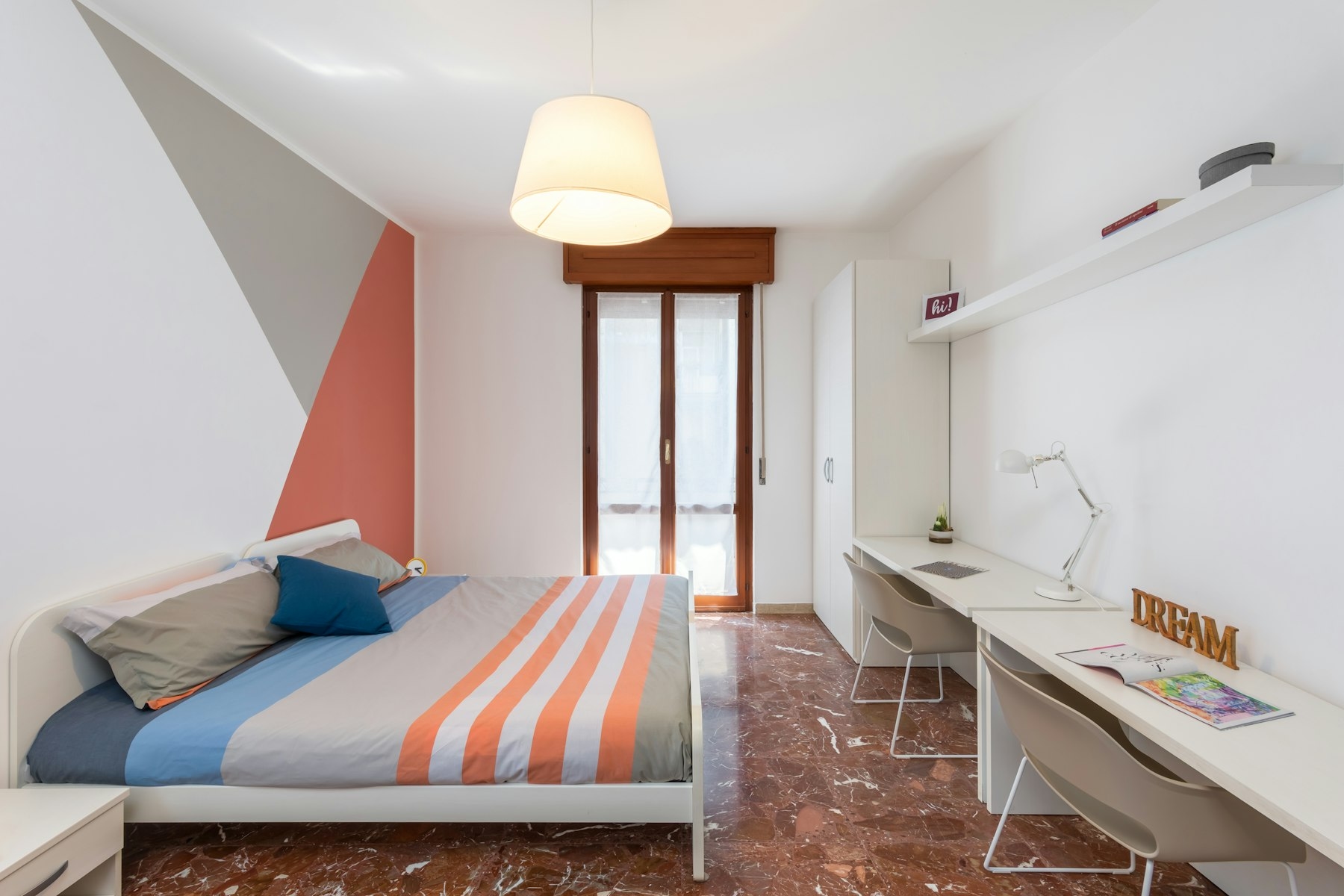 Spacious room with balcony and private bathroom